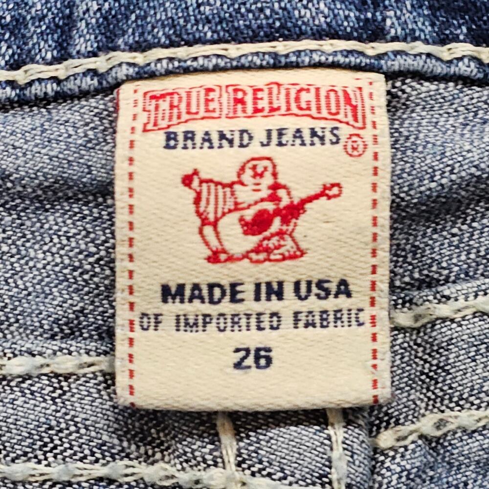 True Religion Capri Jeans Womens Size26 Disco Lily Big T Embellished Distressed - Picture 11 of 15
